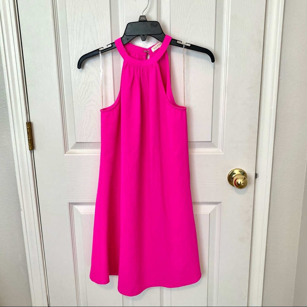 Hot Pink Halter Style Mini Dress